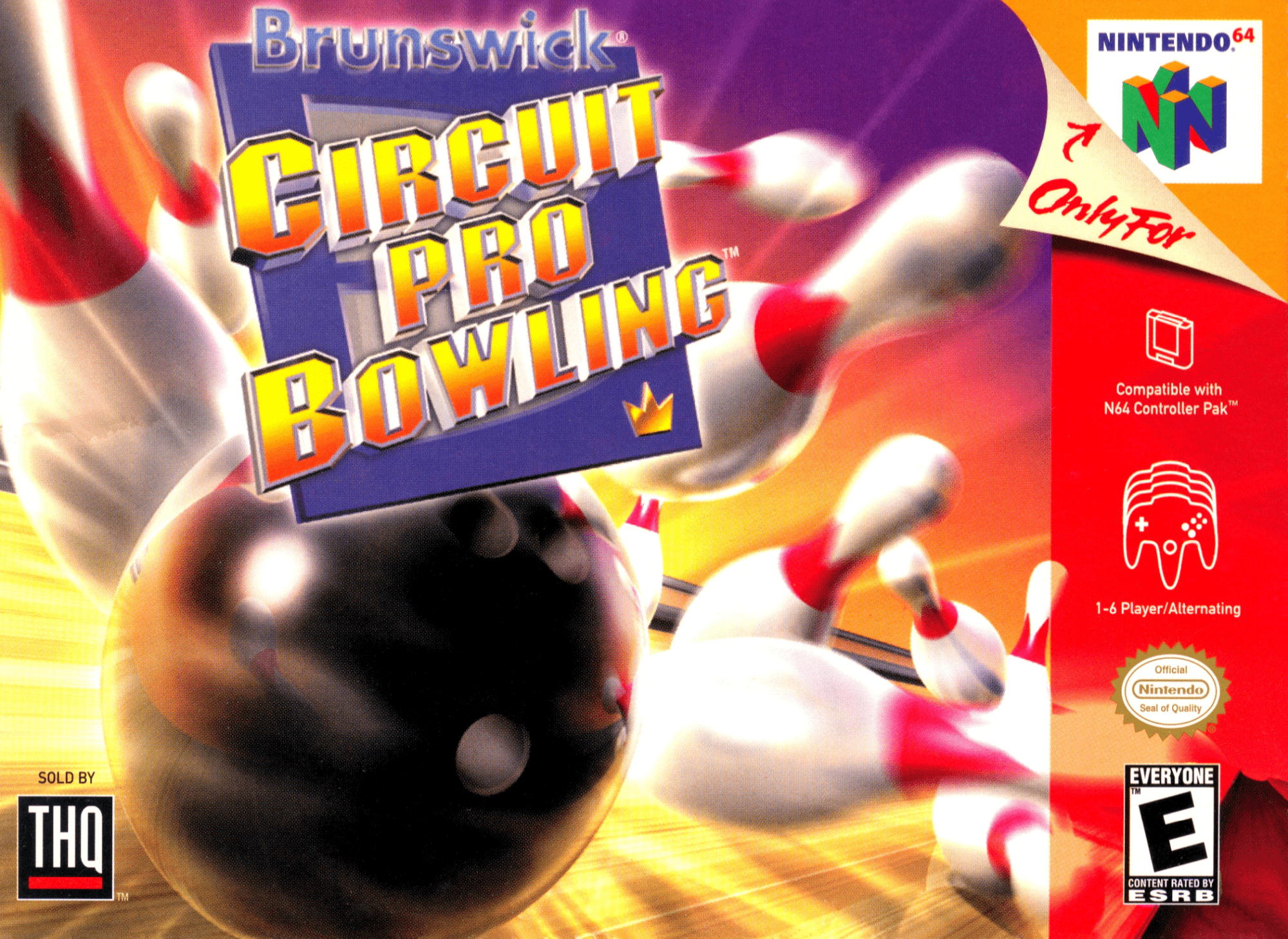 Brunswick Circuit Pro Bowling box art for Nintendo 64